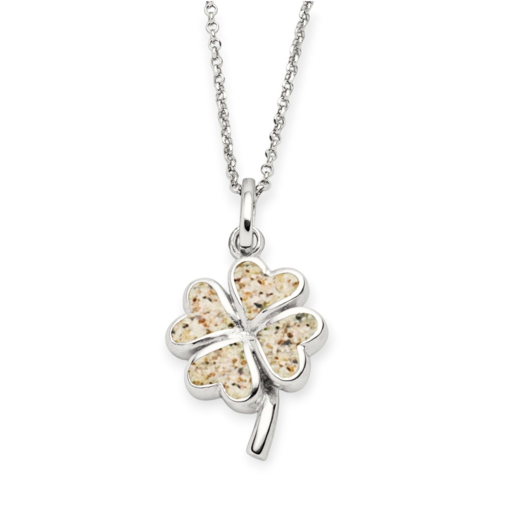 DUR Schmuck Anhänger KLEEBLATT Strandsand Silber 925/- rhodiniert (P4336)