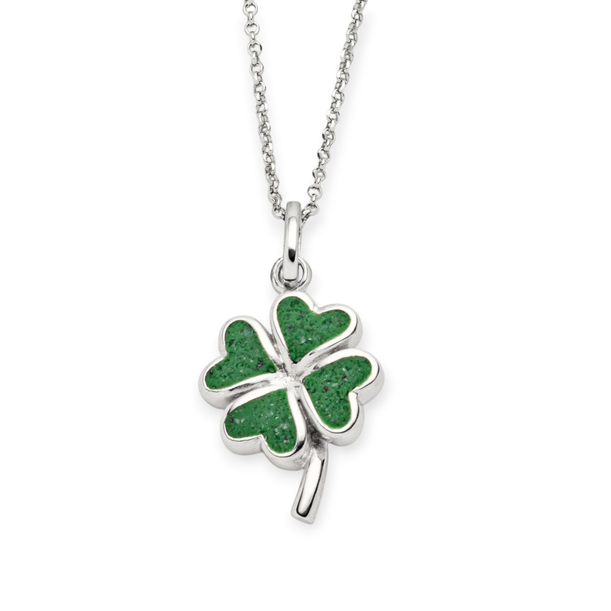 DUR Schmuck Anhänger KLEEBLATT grüner Steinsand Silber 925/- rhodiniert (P4337)