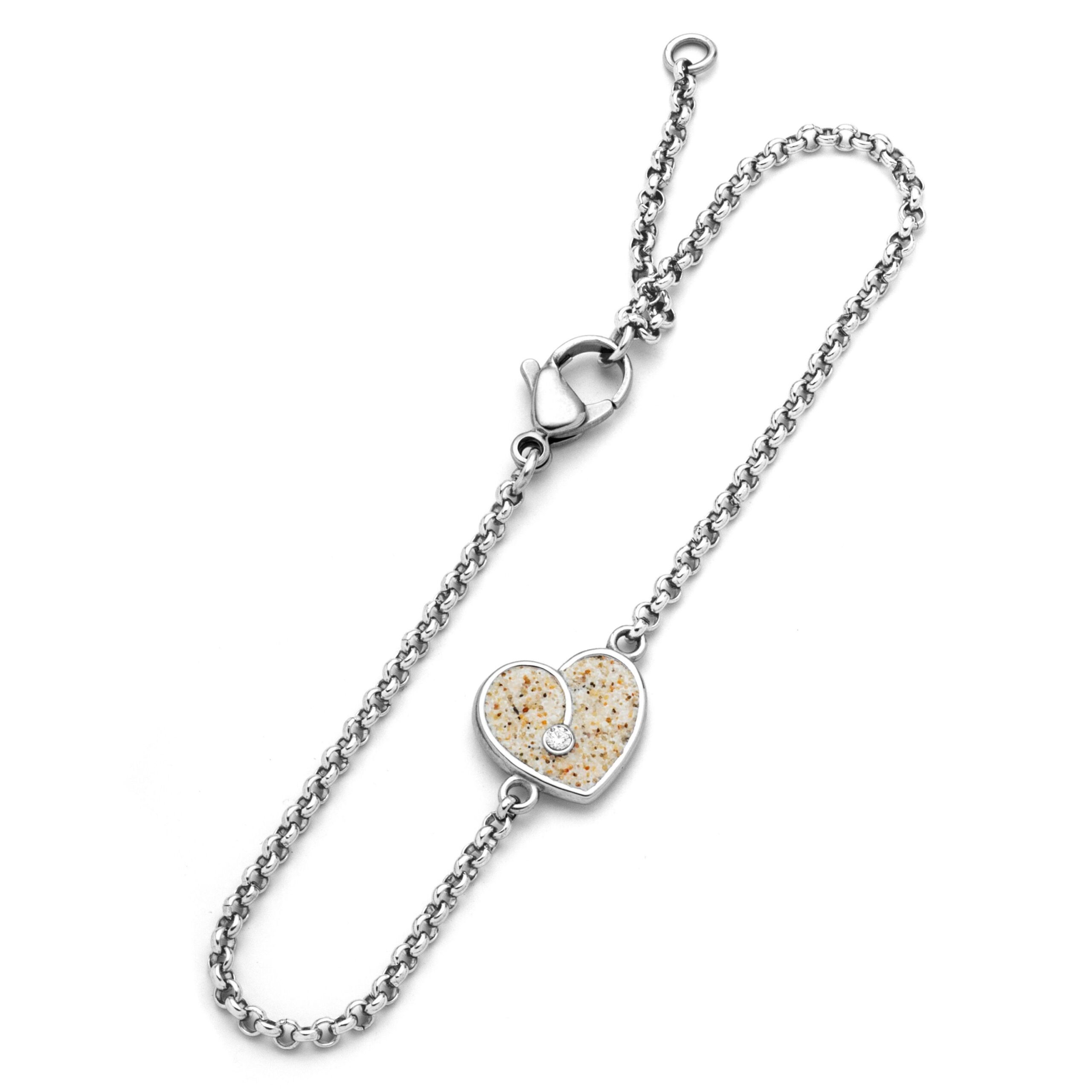 DUR Schmuck Armband HEART Strandsand/Crystal, Edelstahl 17cm + 3cm STB1003SA – Bild 1