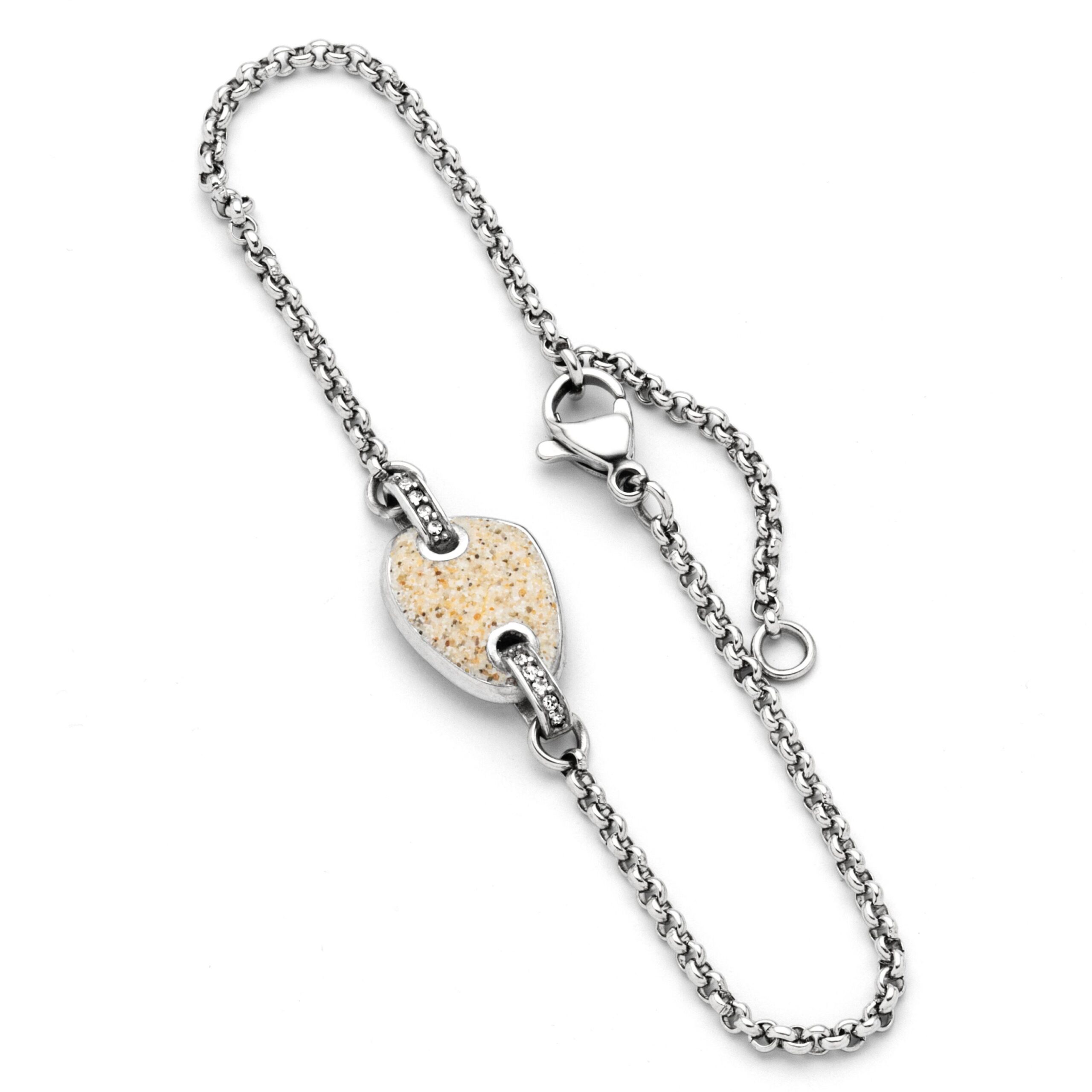 DUR Schmuck Armband SANDGLOW Strandsand/Crystal, Edelstahl 17cm + 3cm STB1006SA – Bild 1