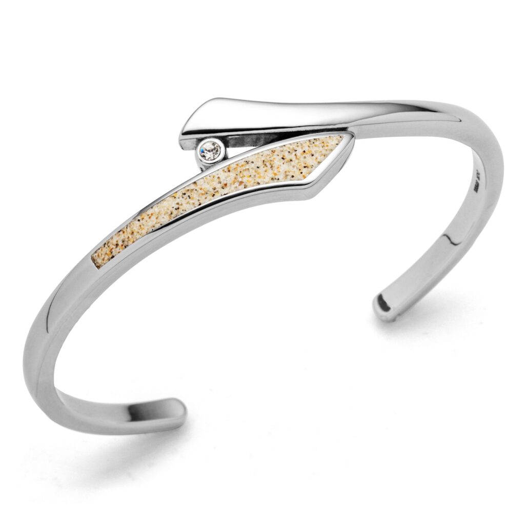 DUR Schmuck Armspange TWINKLE Strandsand/Crystal, Edelstahl 18cm - STB1007SA