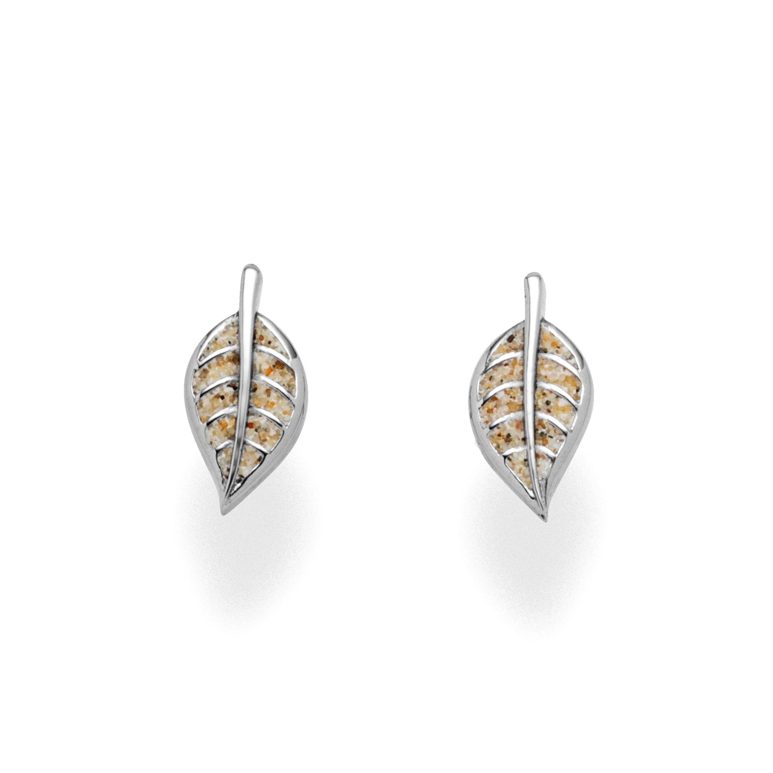 DUR Schmuck Ohrstecker LEAF Strandsand, Edelstahl STE1001SA – Bild 1