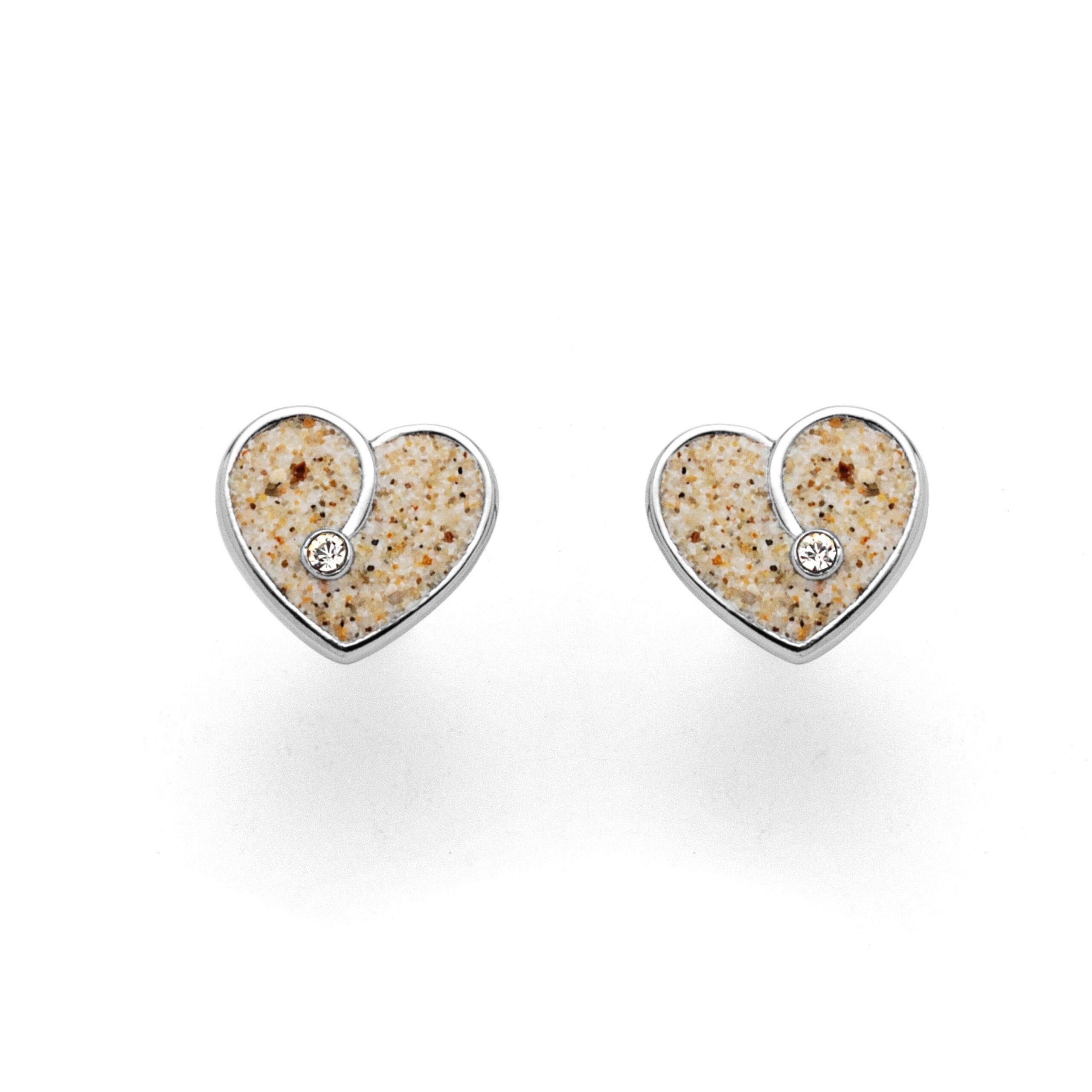 DUR Schmuck Ohrstecker HEART Strandsand/Crystal, Edelstahl STE1003SA – Bild 1