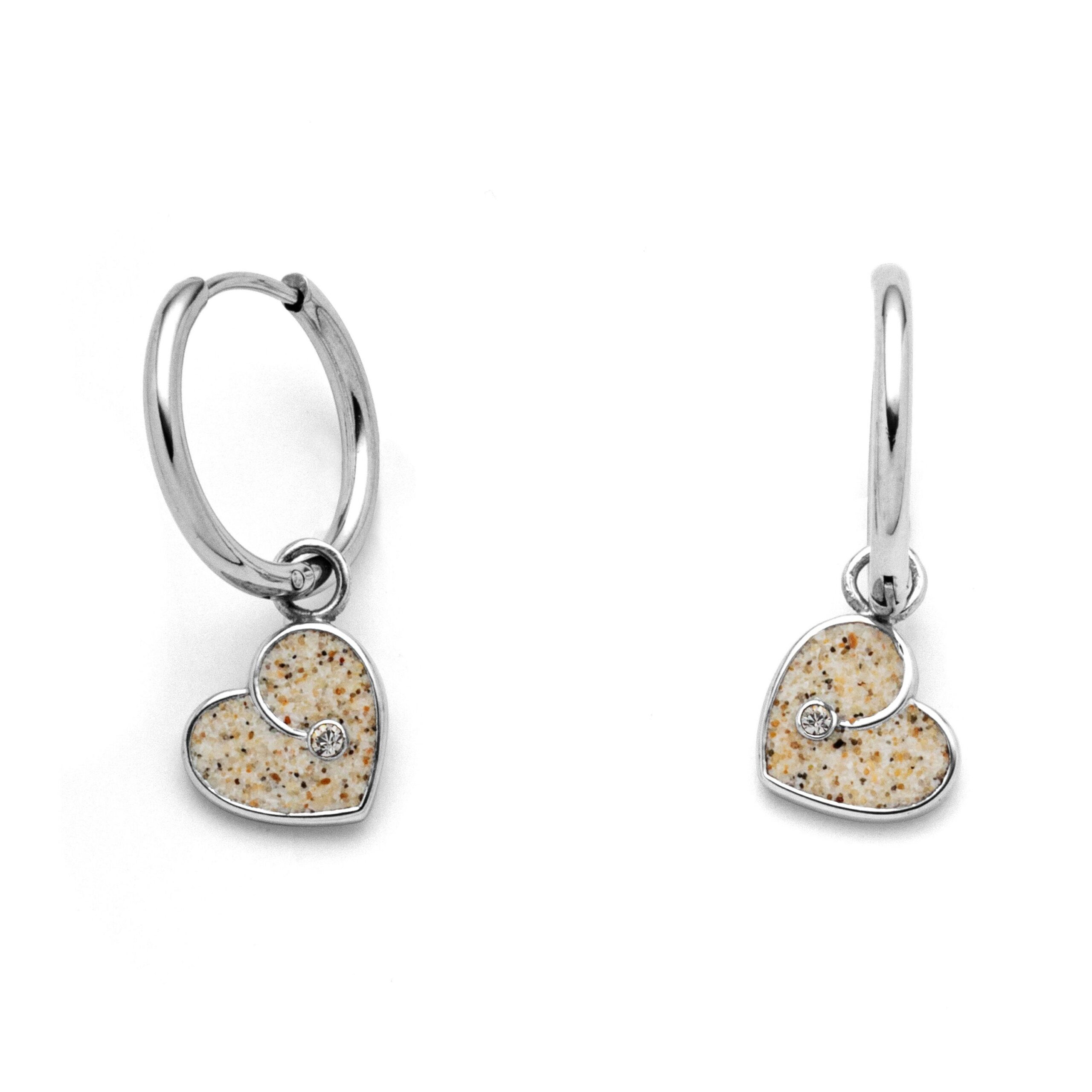 DUR Schmuck Creole HEART Strandsand/Crystal, Edelstahl STE1004SA – Bild 1