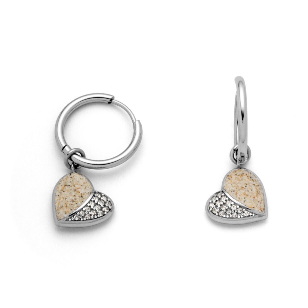 DUR Schmuck Creole HEART Strandsand/Crystal, Edelstahl STE1005SA