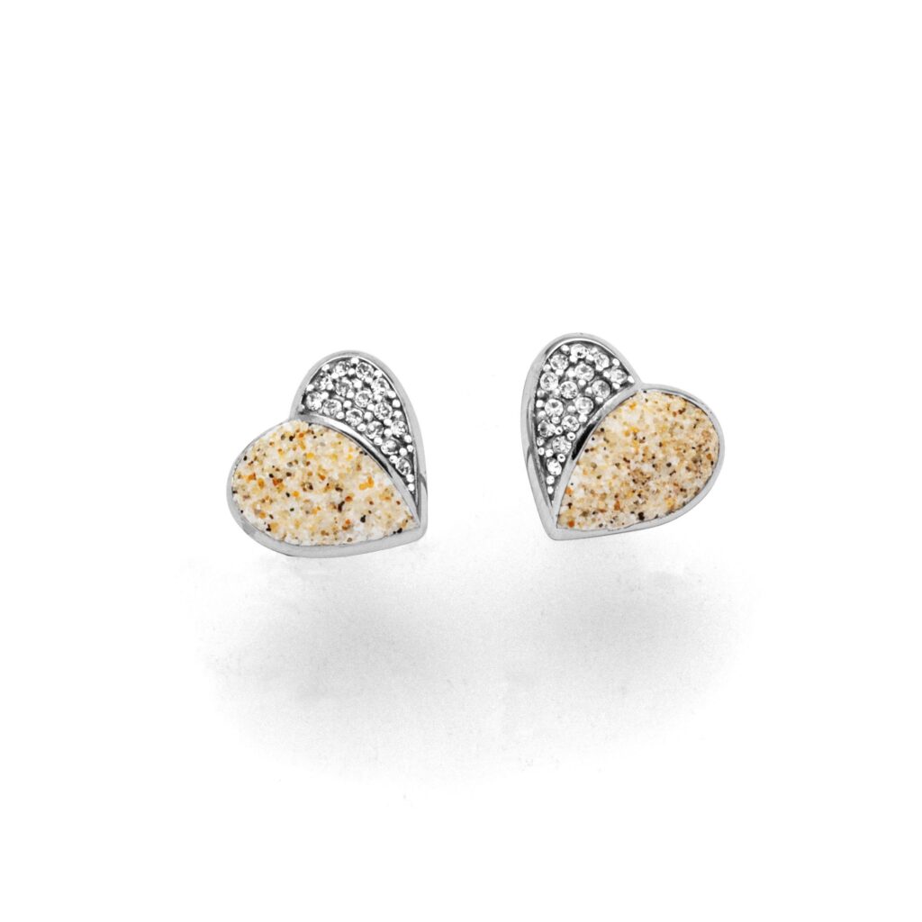 DUR Schmuck Ohrstecker HEART Strandsand/Crystal, Edelstahl STE1006SA