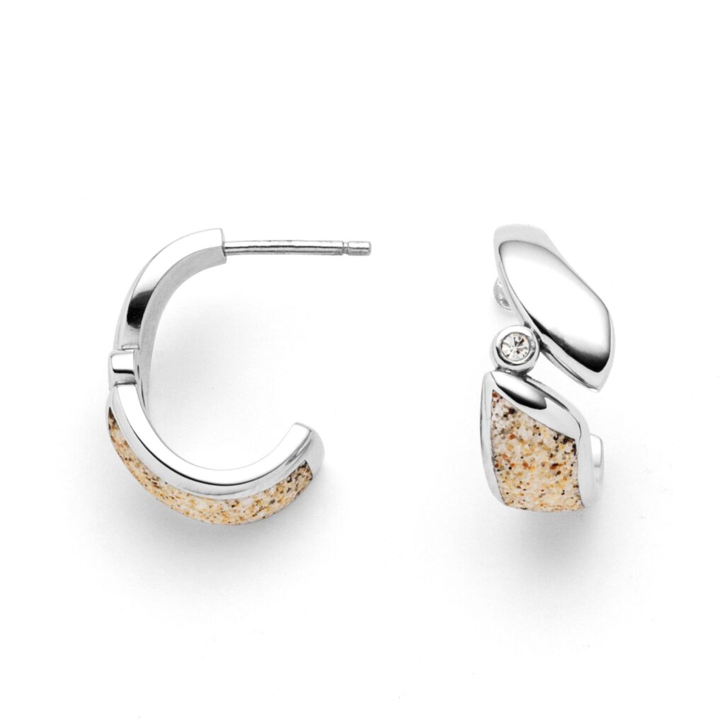 DUR Schmuck Halbcreole TWINKLE Strandsand/Crystal, Edelstahl STE1013SA