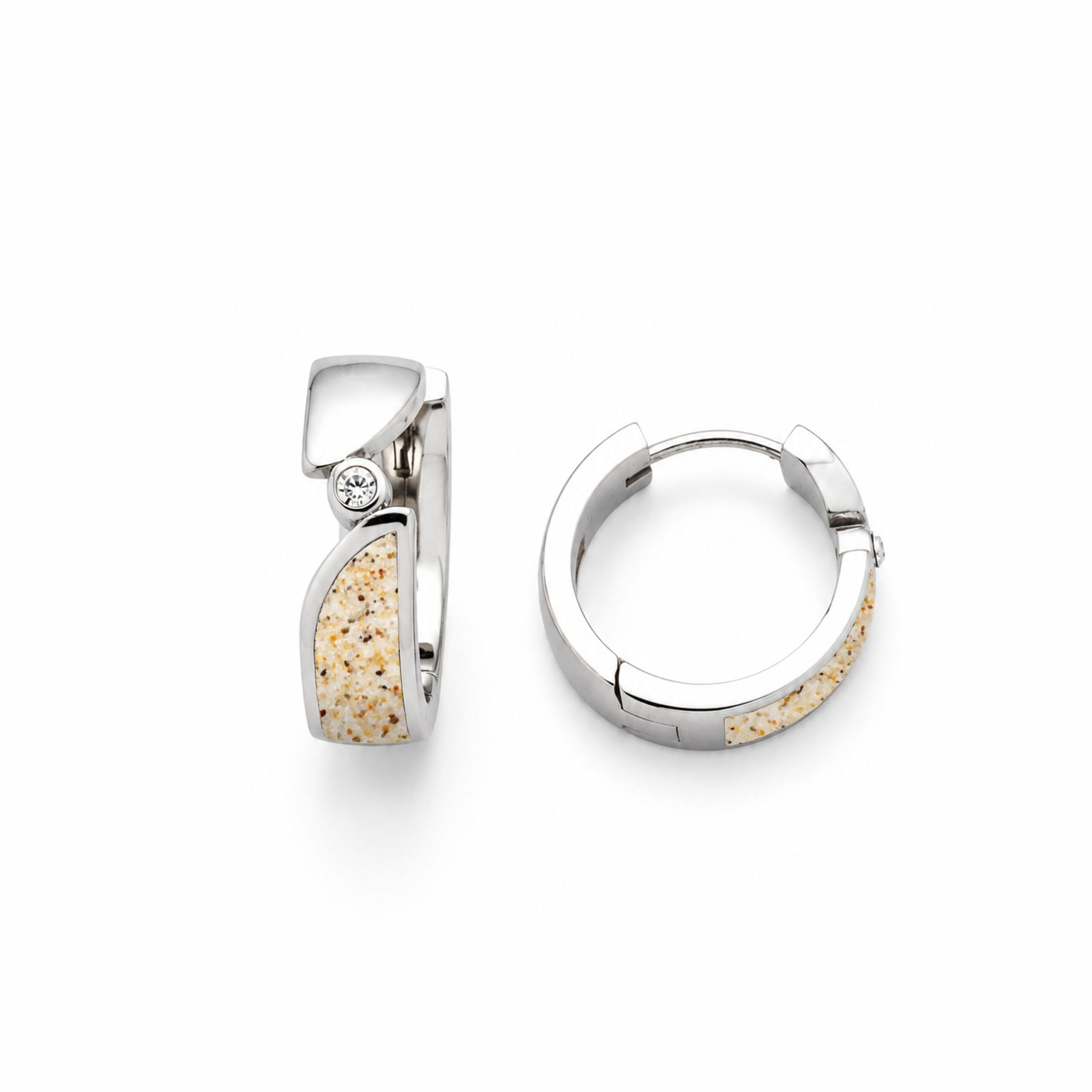 DUR Schmuck Creole TWINKLE Strandsand/Crystal, Edelstahl STE1014SA – Bild 1