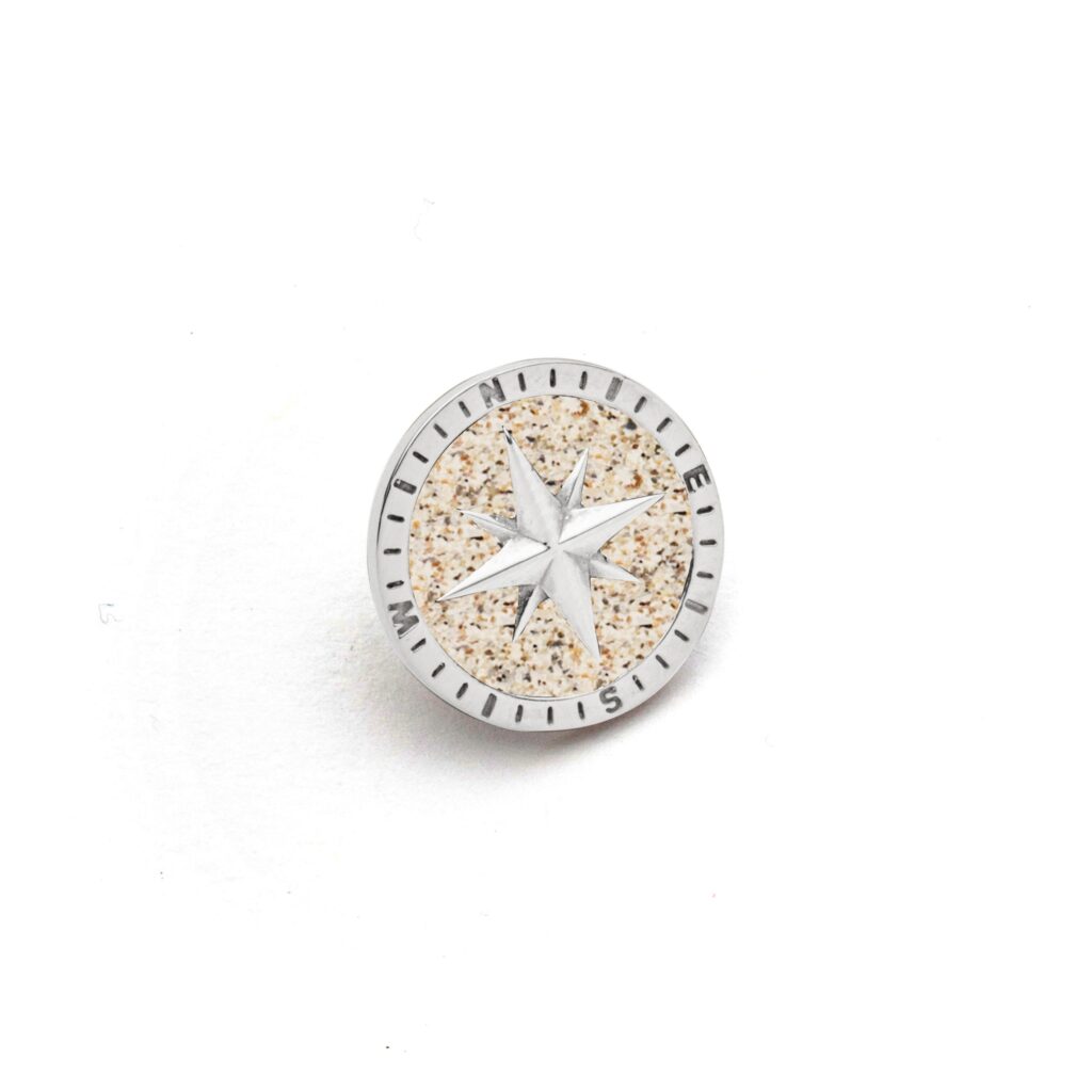 DUR Schmuck Stickpin "Kompass" Strandsand, Edelstahl STF1006SA