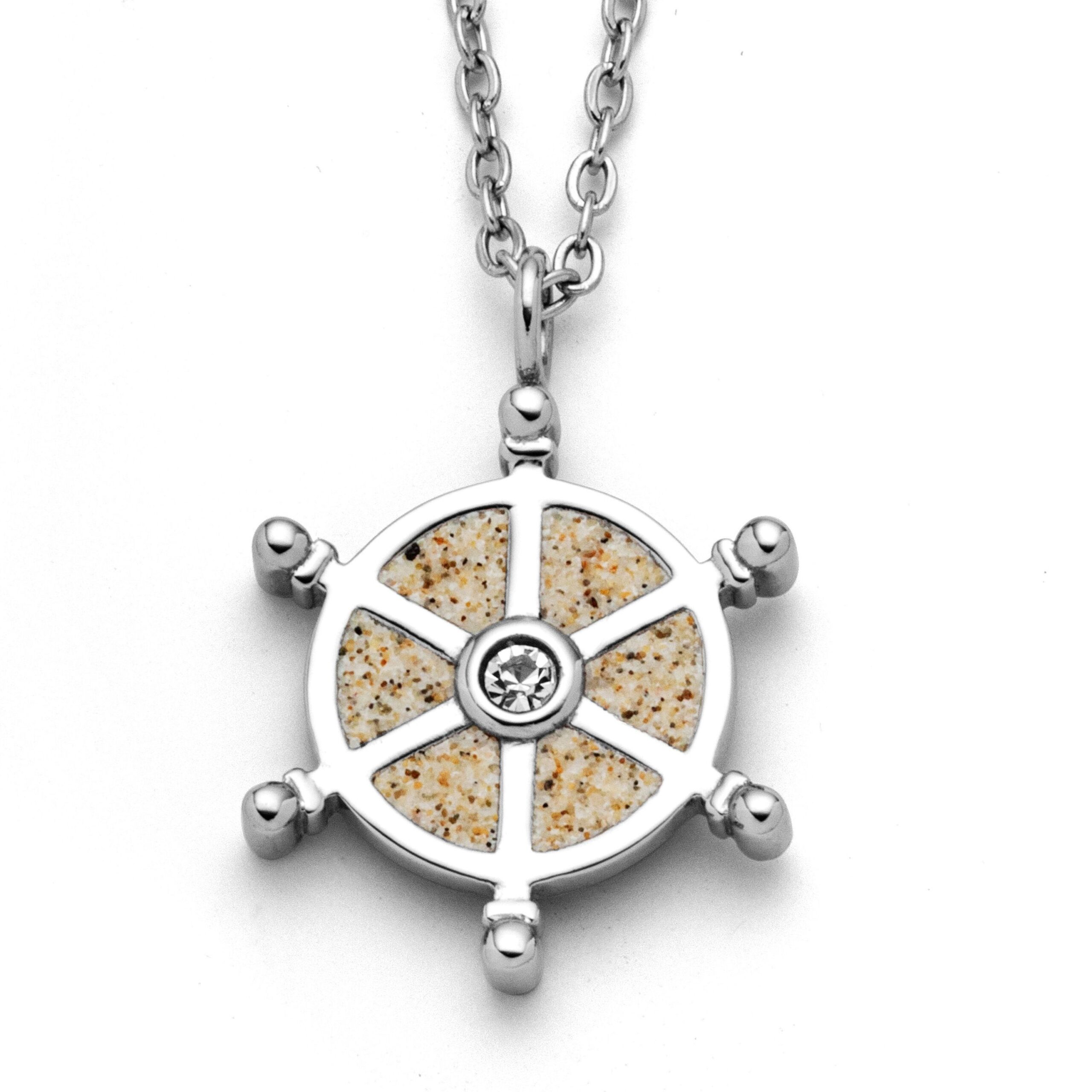 DUR Schmuck Kette "Navora" 25 mm Strandsand/Crystal, Edelstahl STN1003SA – Bild 1