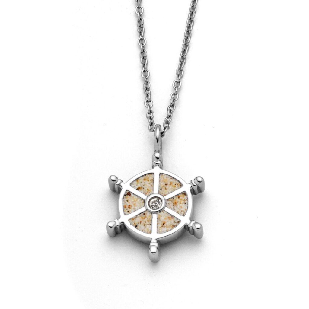 DUR Schmuck Kette "Navora" 15 mm Strandsand/Crystal, Edelstahl STN1004SA