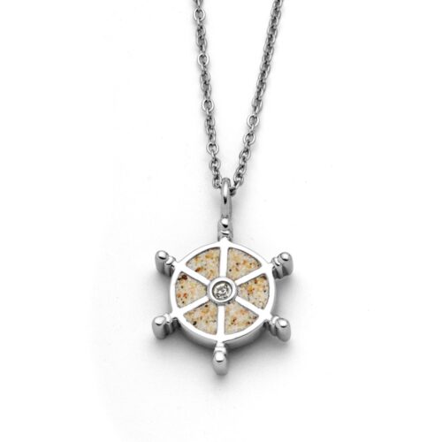DUR Schmuck Kette "Navora" 15 mm Strandsand/Crystal, Edelstahl STN1004SA