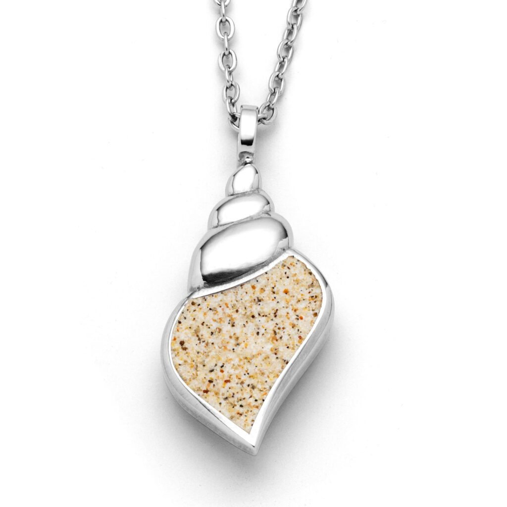 DUR Schmuck Kette "Shell" 34 mm Strandsand, Edelstahl 42cm + 5cm STN1009SA