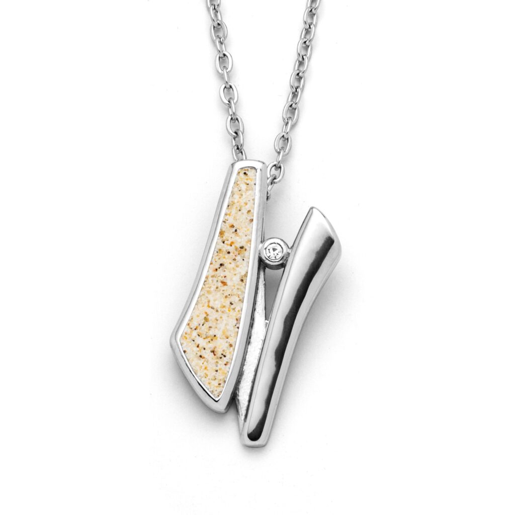 DUR Schmuck Kette "Twinkle" 31 mm Strandsand/Crystal, Edelstahl 42cm + 5cm STN1016SA