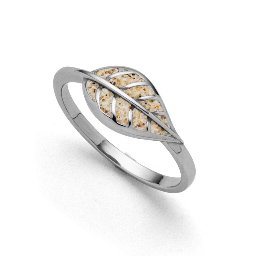 Dur Schmuck Ring "Leaf" Strandsand, Edelstahl 8mm  STR1001SA