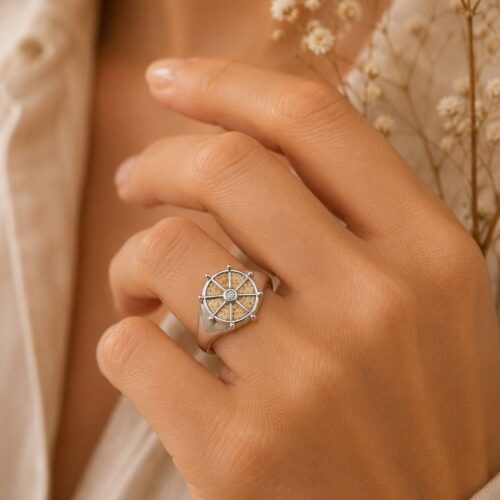 Dur Schmuck Siegelring "Navora" Strandsand Crystal, Edelstahl 11,5mm STR1002SA
