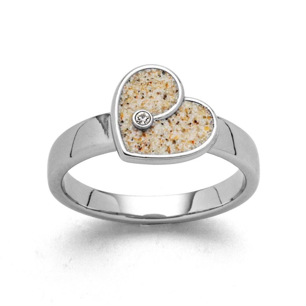 Dur Schmuck Ring "Heart" Strandsand Crystal, Edelstahl 10,5mm STR1003SA