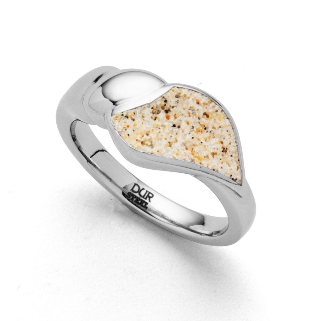 Dur Schmuck Ring "Shell" Strandsand, Edelstahl  STR1006SA