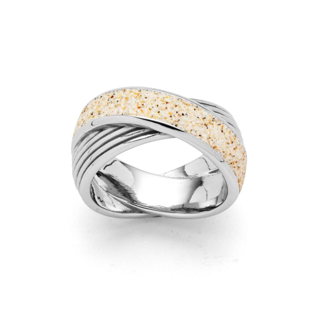 Dur Schmuck Ring "Twinfinity" Strandsand Crystalstein, Edelstahl 14mm STR1009SA