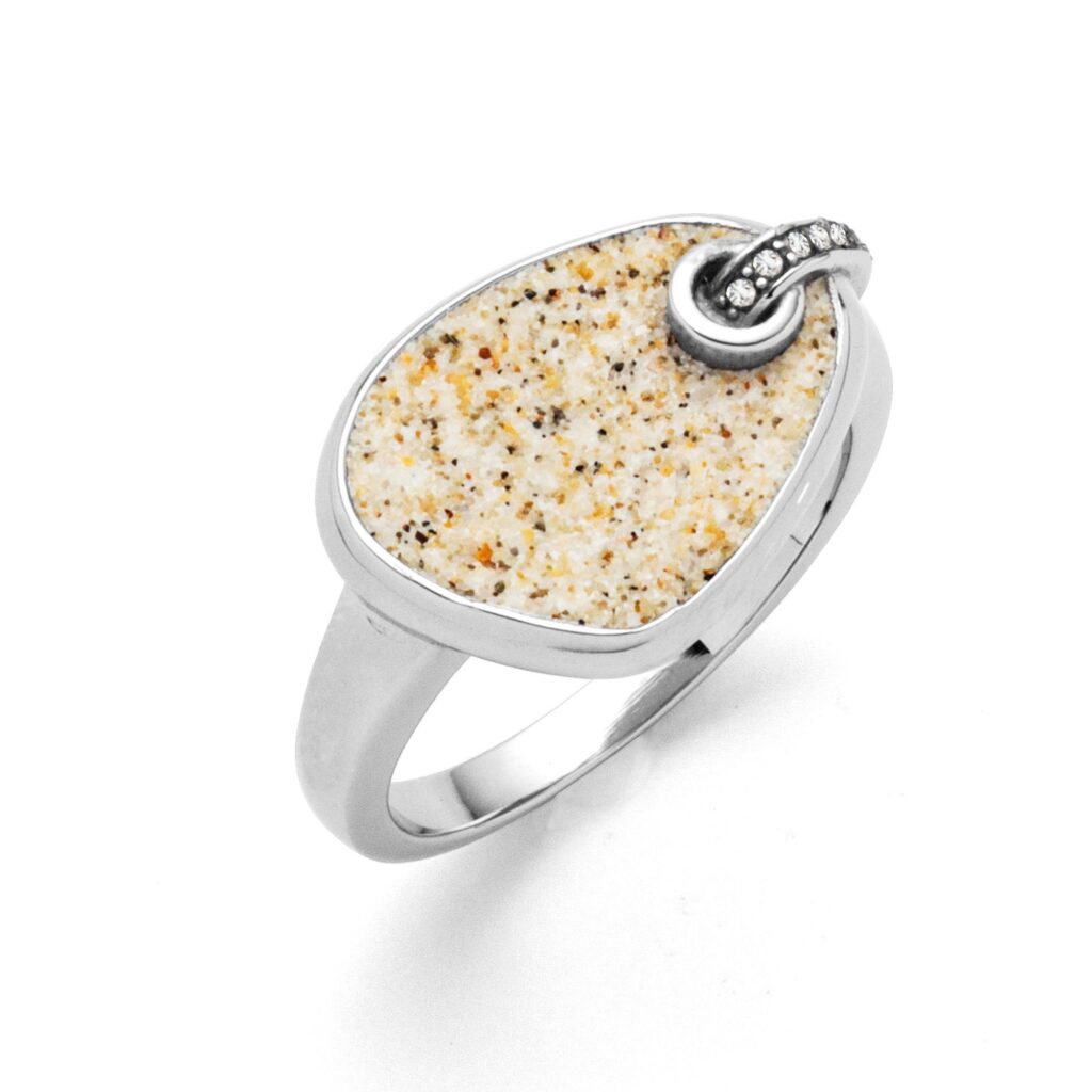 Dur Schmuck Ring "Sandglow" Strandsand Crystalstein, Edelstahl 14mm STR1010SA