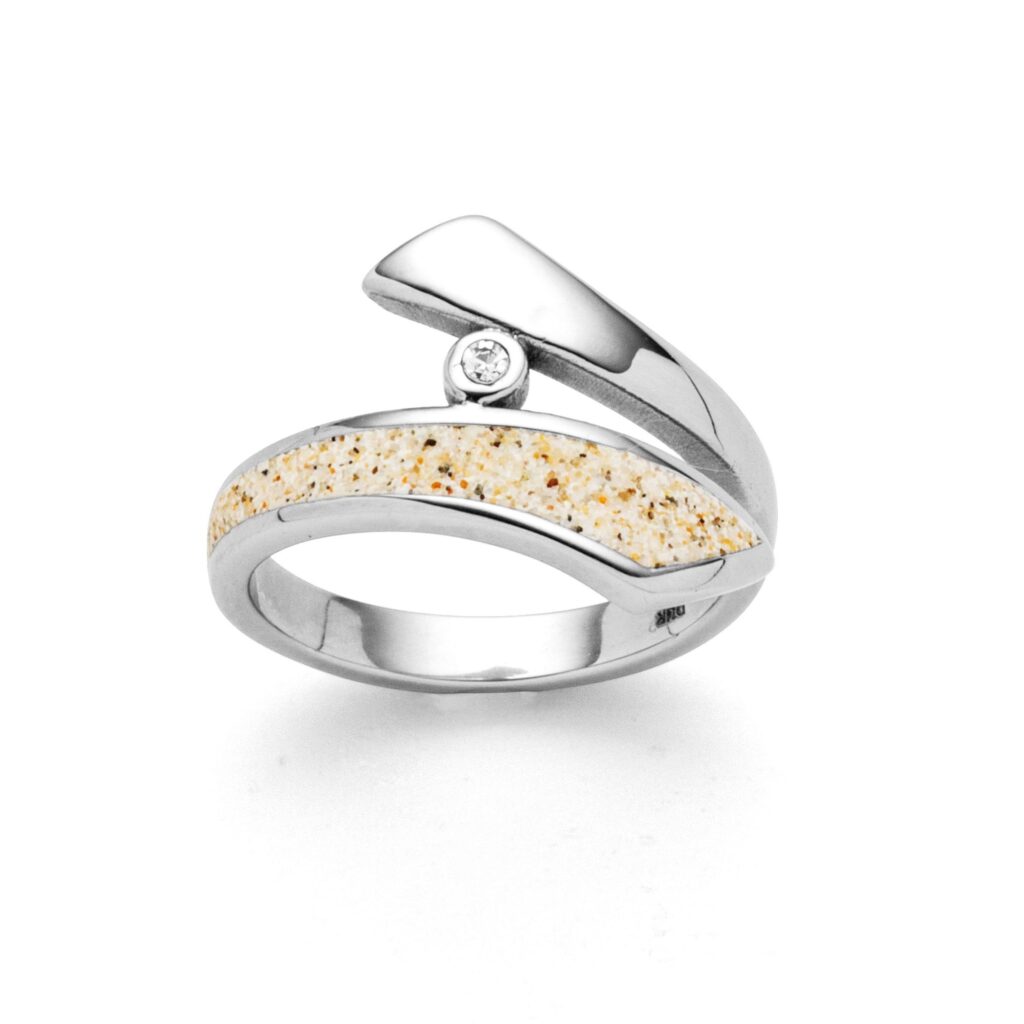 Dur Schmuck Ring "Twinkle" Strandsand Crystalstein, Edelstahl STR1012SA