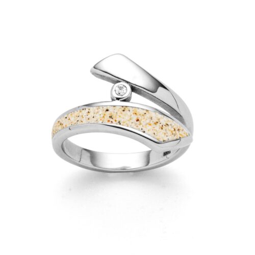 Dur Schmuck Ring "Twinkle" Strandsand Crystalstein, Edelstahl STR1012SA