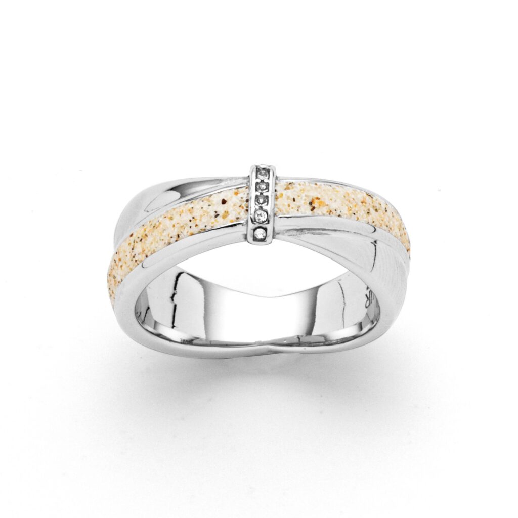 Dur Schmuck Ring "Twinkle" Strandsand Crystalstein, Edelstahl 8,5mm STR1013SA