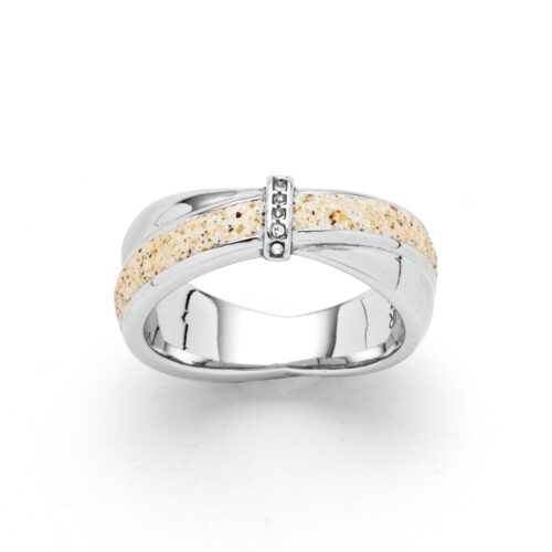Dur Schmuck Ring "Twinkle" Strandsand Crystalstein, Edelstahl 8,5mm STR1013SA