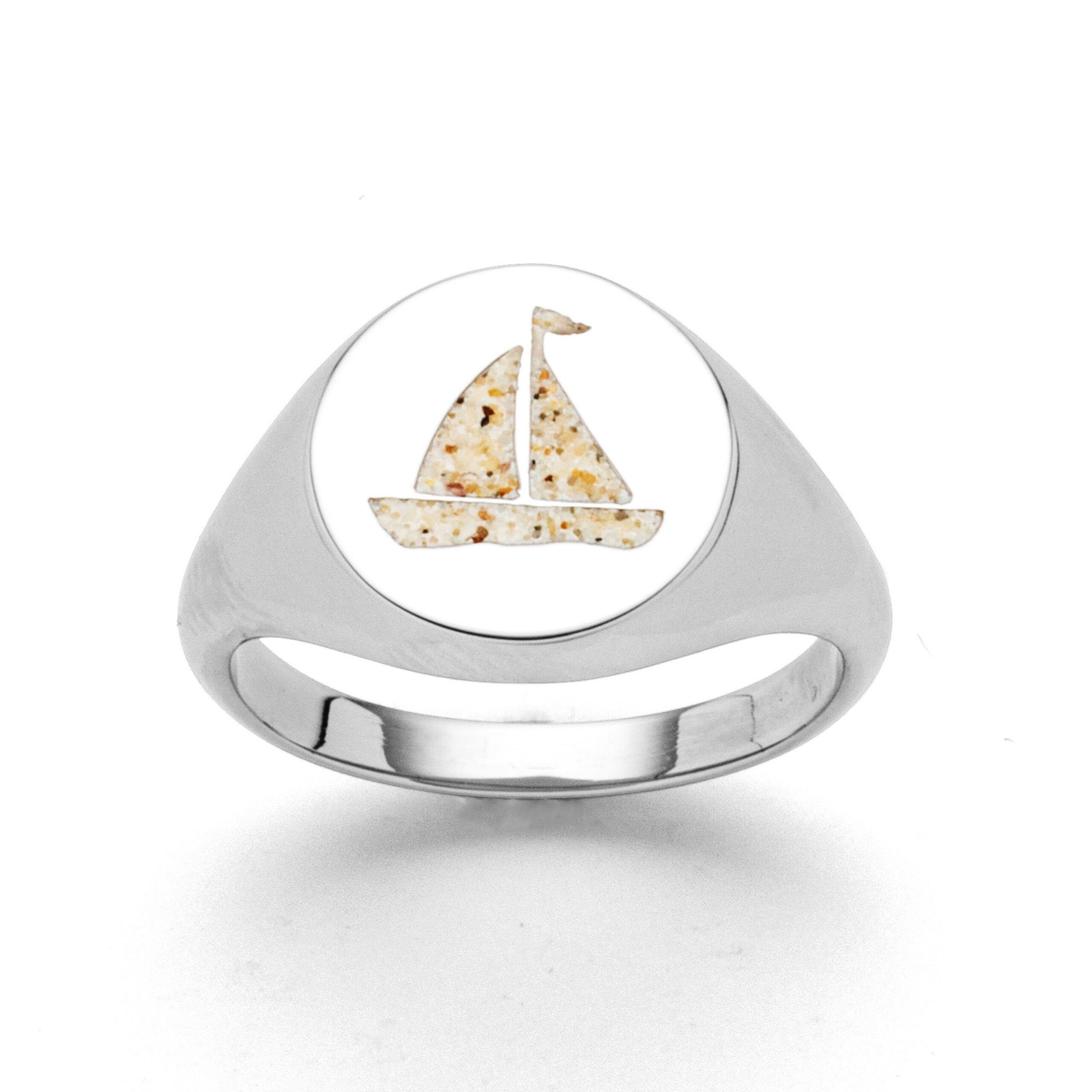 Dur Schmuck Siegelring "Sailor" Strandsand, Edelstahl STR1016SA