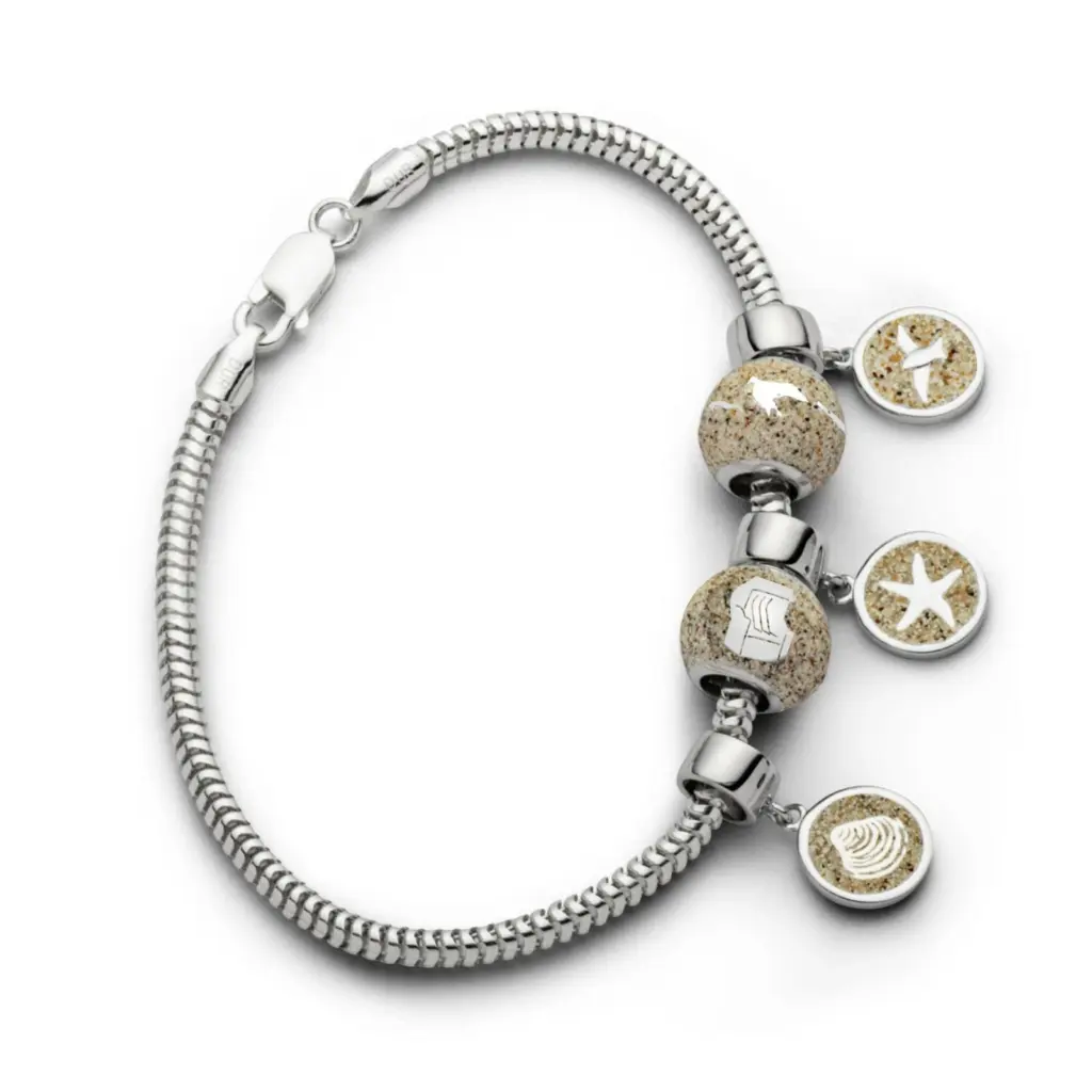 DUR Schmuck Charm STRANDSAND, Silber 925/- rhodiniert (F161) mit Öse