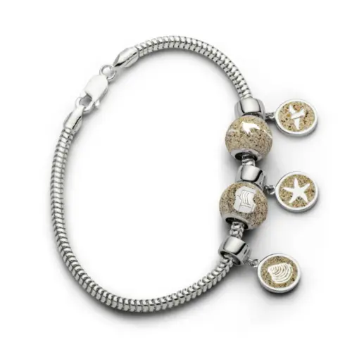DUR Schmuck Charm STRANDSAND, Silber 925/- rhodiniert (F161) mit Öse