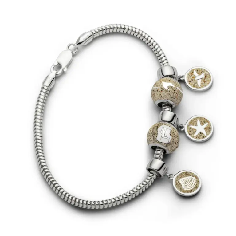 DUR Schmuck Charm STRANDSAND, Silber 925/- rhodiniert (F161) mit Öse