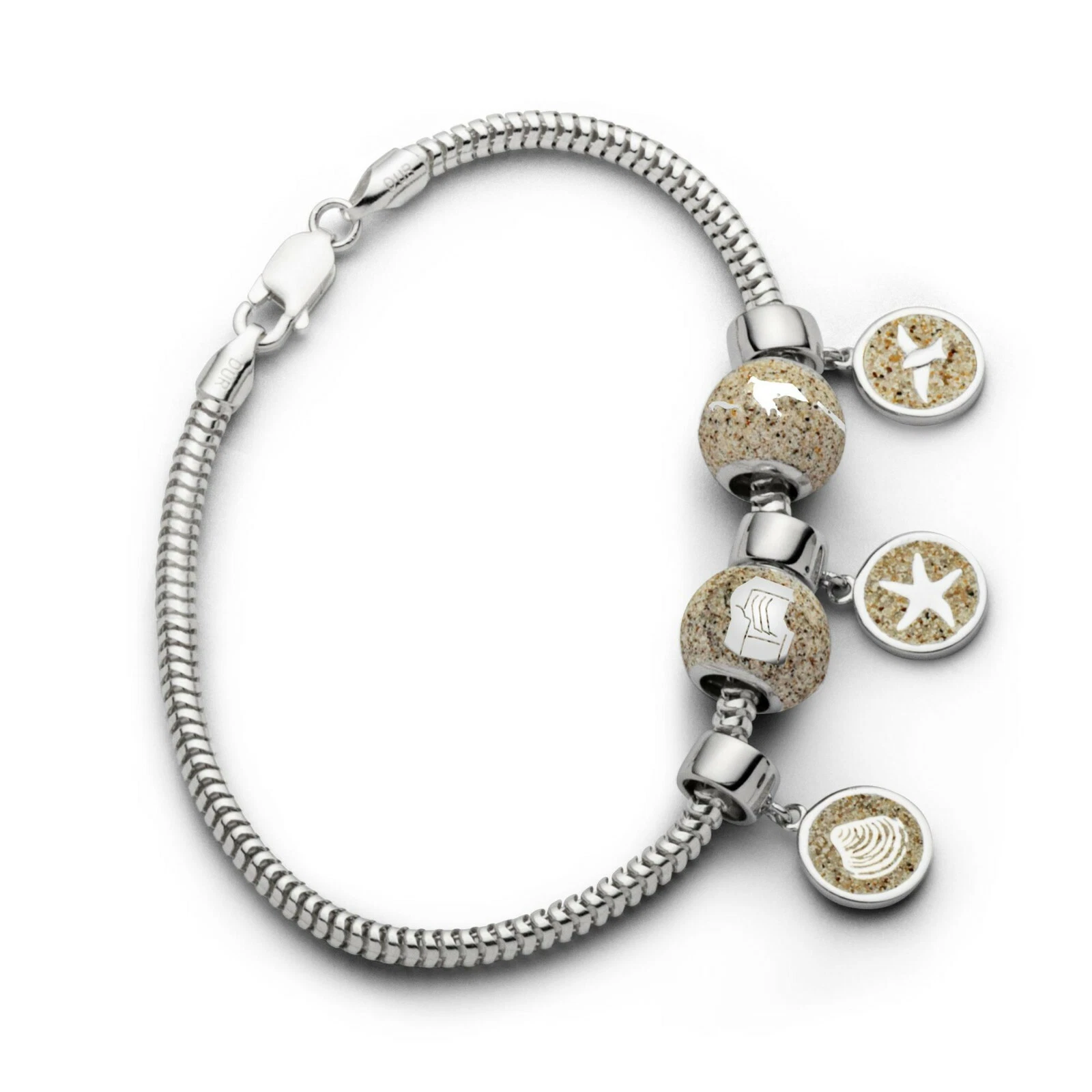 DUR Schmuck Charm STRANDSAND, Silber 925/- rhodiniert (F161) mit Öse
