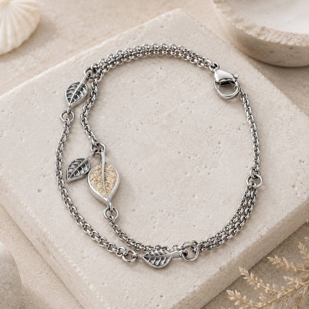 DUR Schmuck Armband LEAF Strandsand, Edelstahl 17cm + 3cm STB1002SA