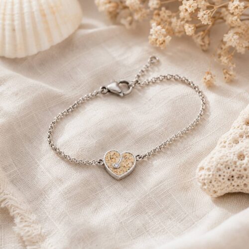 DUR Schmuck Armband HEART Strandsand/Crystal, Edelstahl 17cm + 3cm STB1003SA – Bild 2