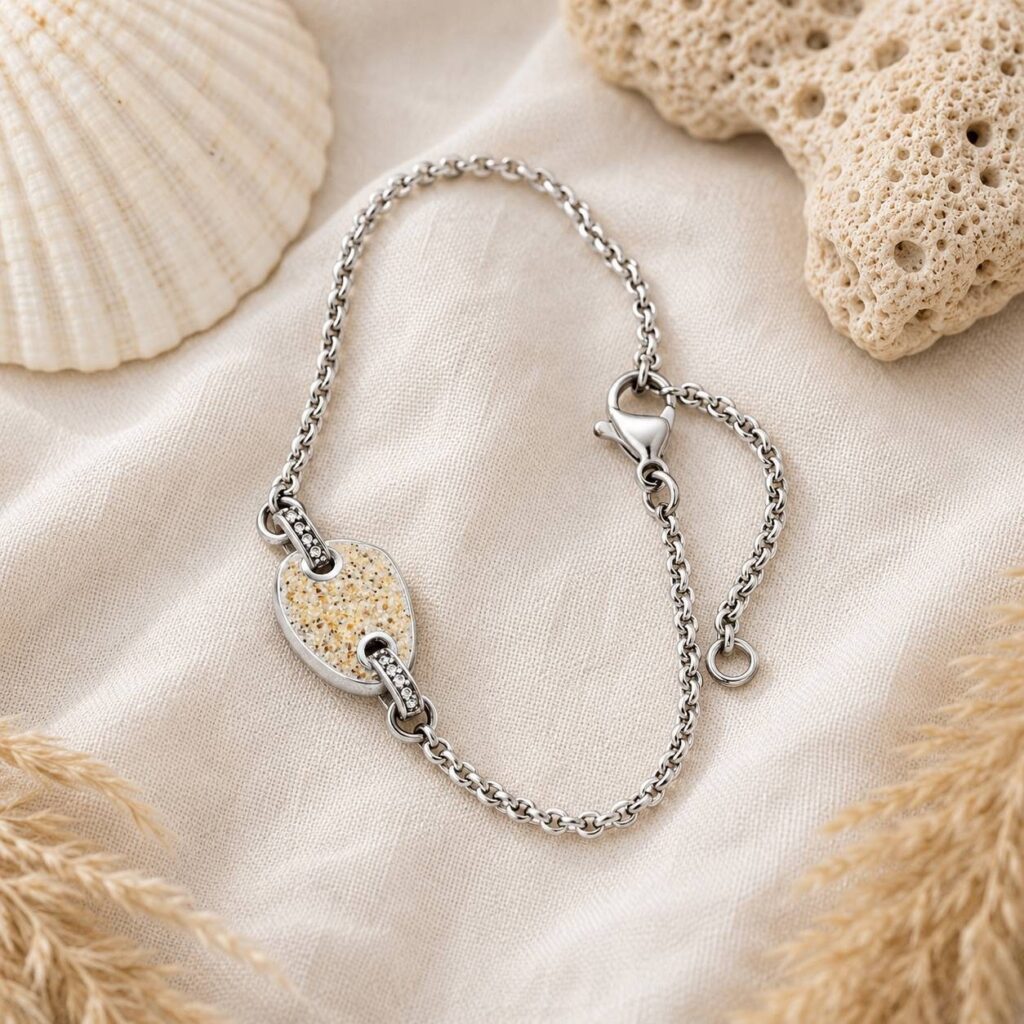 DUR Schmuck Armband SANDGLOW Strandsand/Crystal, Edelstahl 17cm + 3cm STB1006SA