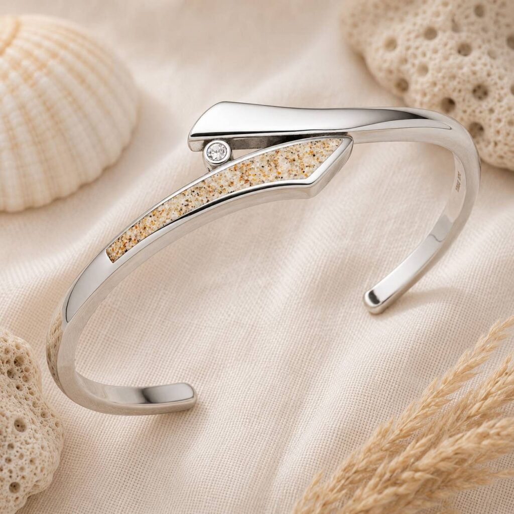 DUR Schmuck Armspange TWINKLE Strandsand/Crystal, Edelstahl 18cm - STB1007SA