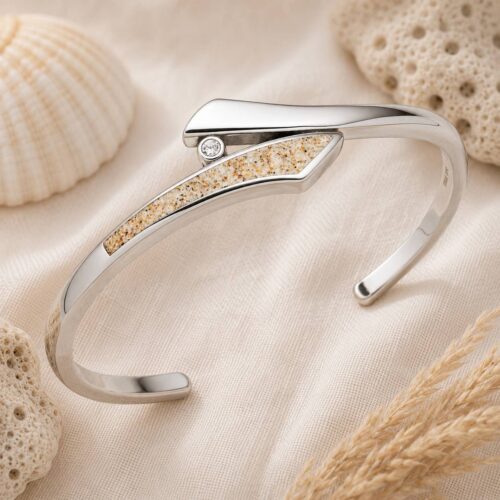 DUR Schmuck Armspange TWINKLE Strandsand/Crystal, Edelstahl 18cm - STB1007SA