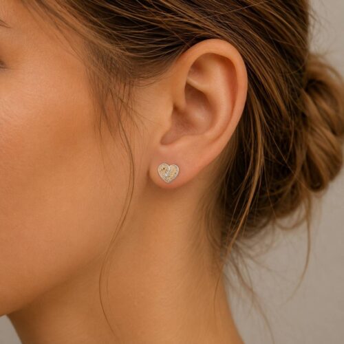 DUR Schmuck Ohrstecker HEART Strandsand/Crystal, Edelstahl STE1003SA