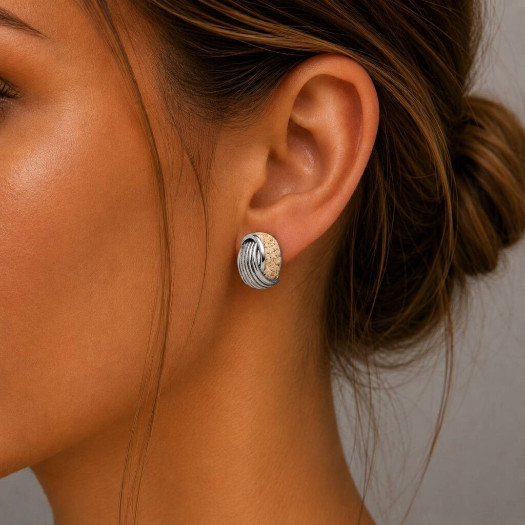 DUR Schmuck Ohrstecker TWINFINITY Strandsand, Edelstahl STE1011SA