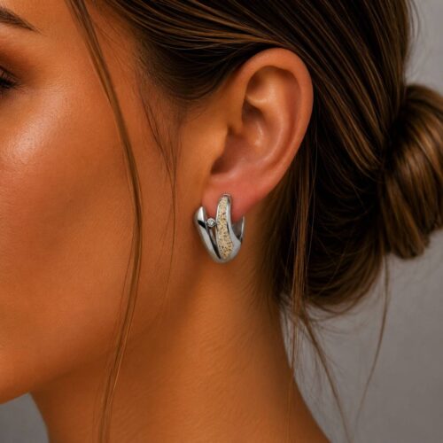 DUR Schmuck Creole TWINKLE Strandsand/Crystal, Edelstahl STE1015SA