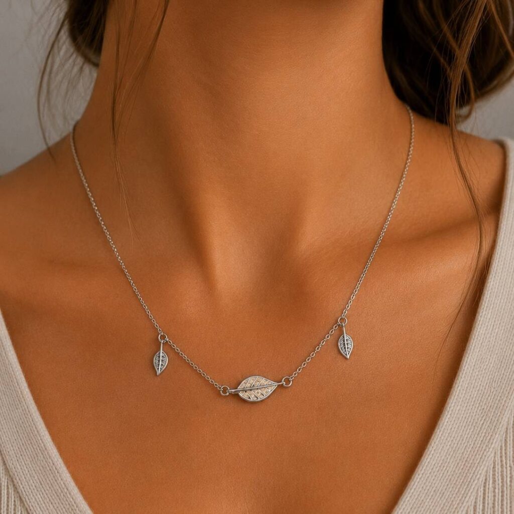 DUR Schmuck Kette "Leaf" Strandsand, Edelstahl STN1001SA