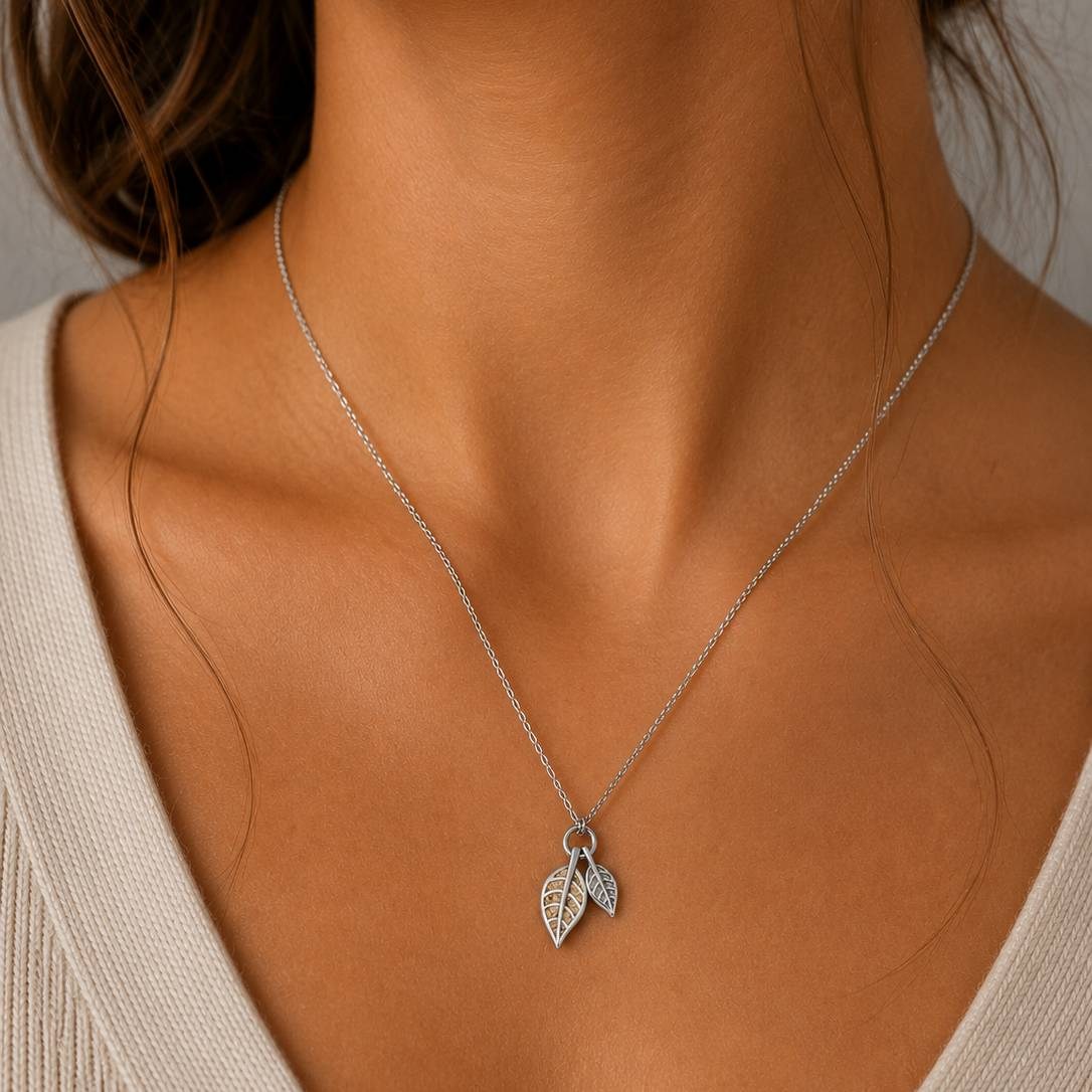 DUR Schmuck Kette "Leaf" Strandsand, Edelstahl STN1002SA – Bild 2
