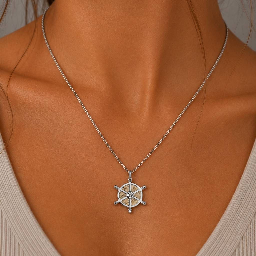 DUR Schmuck Kette "Navora" 25 mm Strandsand/Crystal, Edelstahl STN1003SA – Bild 2