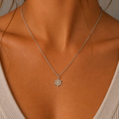 DUR Schmuck Kette "Navora" 15 mm Strandsand/Crystal, Edelstahl STN1004SA