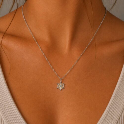 DUR Schmuck Kette "Navora" 15 mm Strandsand/Crystal, Edelstahl STN1004SA – Bild 2