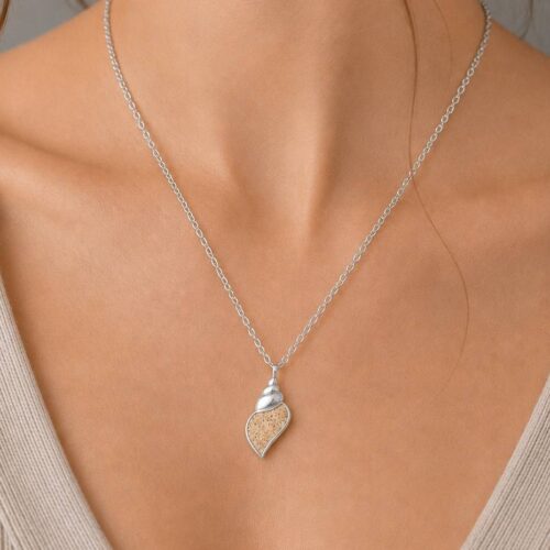 DUR Schmuck Kette "Shell" 34 mm Strandsand, Edelstahl 42cm + 5cm STN1009SA – Bild 2