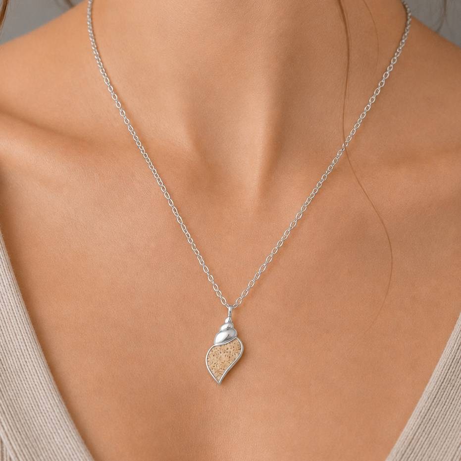 DUR Schmuck Kette "Shell" 34 mm Strandsand, Edelstahl 42cm + 5cm STN1009SA – Bild 2