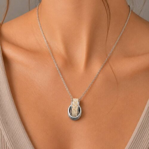 DUR Schmuck Kette "Twinfinity" 26 mm Strandsand, Edelstahl 42cm + 5cm STN1014SA