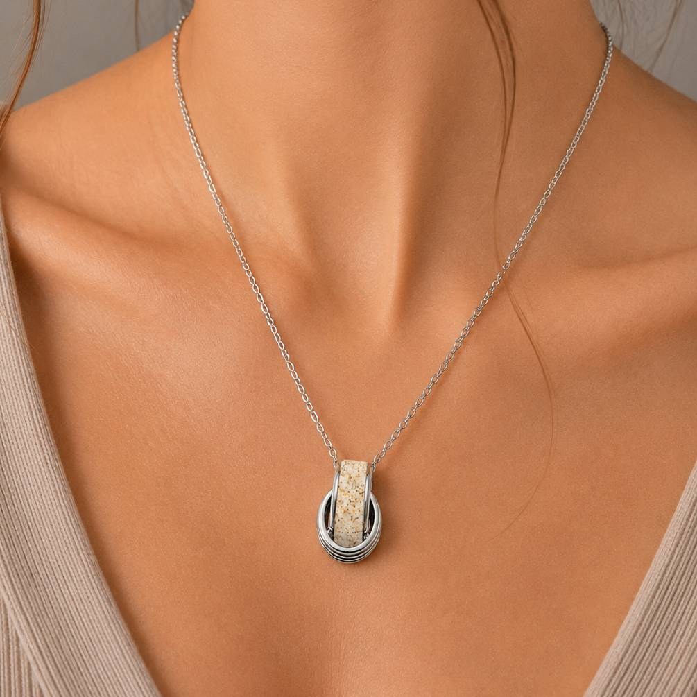 DUR Schmuck Kette "Twinfinity" 26 mm Strandsand, Edelstahl 42cm + 5cm STN1014SA – Bild 2